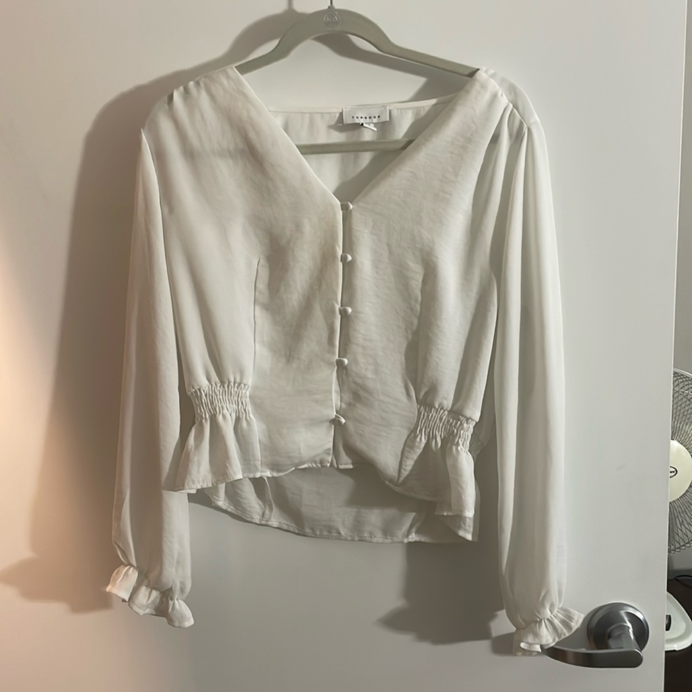 Top Shop Crop White Blouse - Size 8